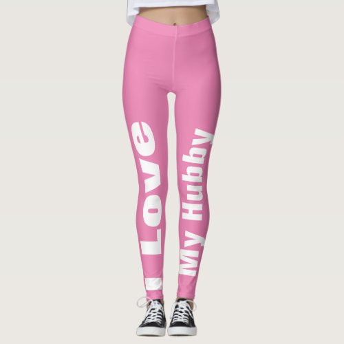 I Love My Hubby Pink White Cute Girly Chic 2020 Leggings