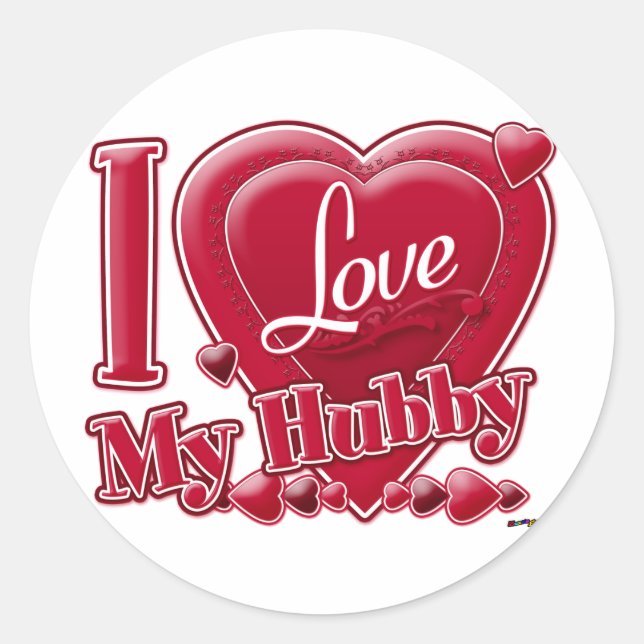 I Love My Hubby red - heart Classic Round Sticker (Front)