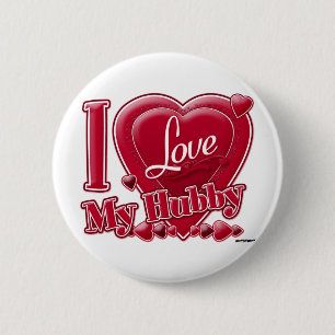 I Love My Hubby red - heart Pinback Button