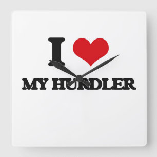 I Love My Hurdler Square Wall Clock