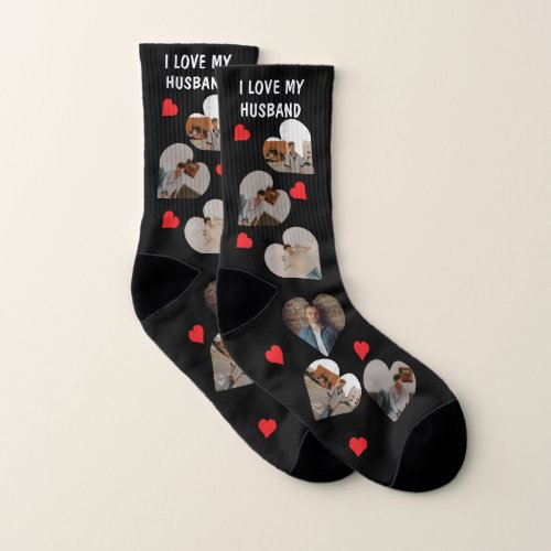 I Love My Husband 6 Photo Collage  Hearts Socks