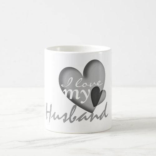 I love my husband black  white heart mugs