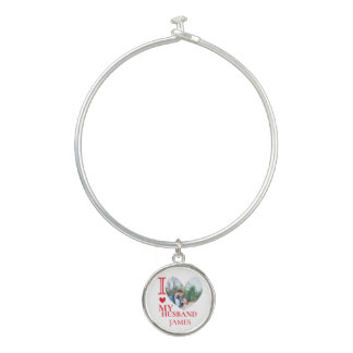 I Love My Husband Custom Heart Photo Bangle Bracelet