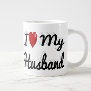 I Love My Husband cute black text Giant Coffee Mug