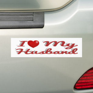 I Love My Husband cute red text Bumper Sticker