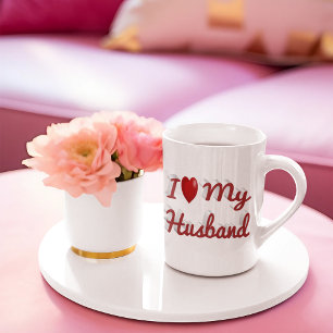 I Love My Husband cute red text Giant Coffee Mug