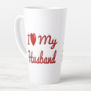 I Love My Husband cute red text Latte Mug