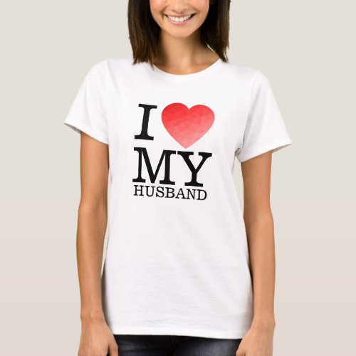 I love my husband geometric heart Valentine day T_Shirt