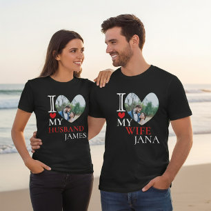 I Love My Husband Heart Custom Personalized Photo  T-Shirt