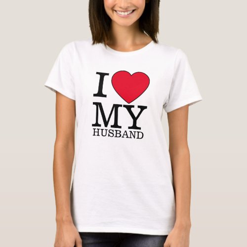 I love my husband heart Valentine day custom text T_Shirt