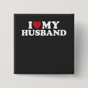 I LOVE MY HUSBAND I Heart Groovy Retro Button