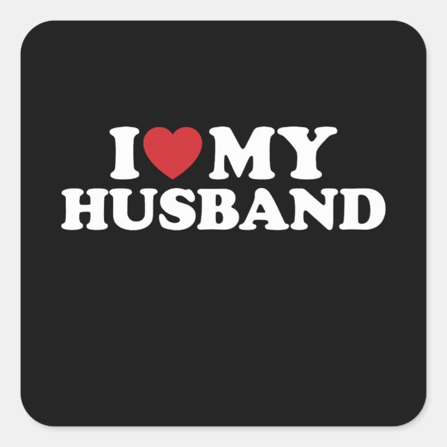 I LOVE MY HUSBAND I Heart Groovy Retro Square Sticker (Front)