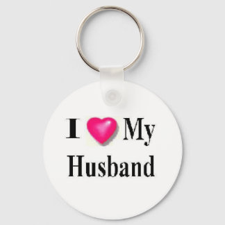 i love my husband keychain