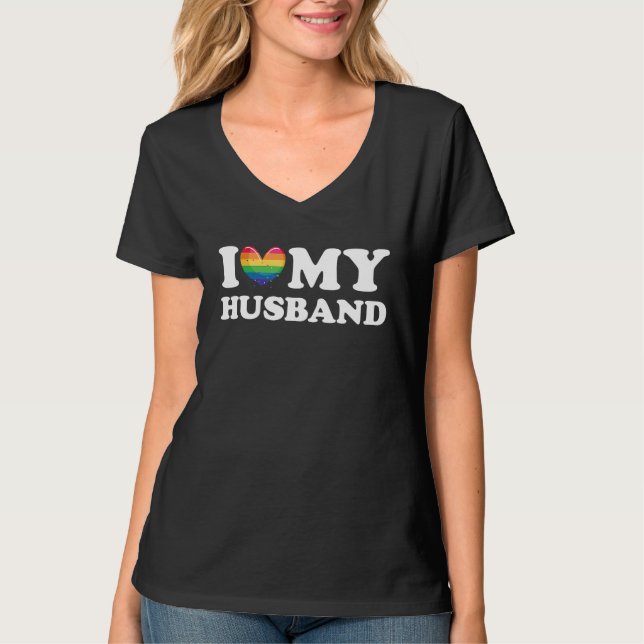 I Love My Husband LGBTQ Gay Valentines Day 3 T-Shirt (Front)