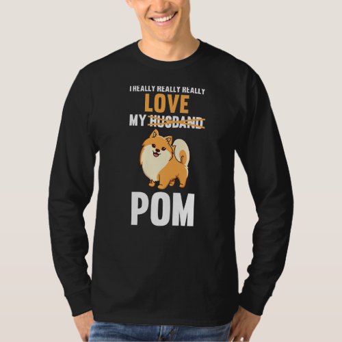 I Love My Husband Pomeranian T_Shirt
