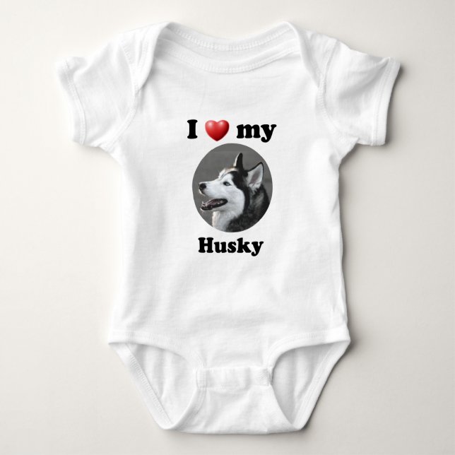 I Love My Husky Baby Bodysuit (Front)
