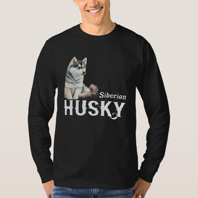 I Love My Husky Cute Sled Dog Siberian Husky T-Shirt (Front)