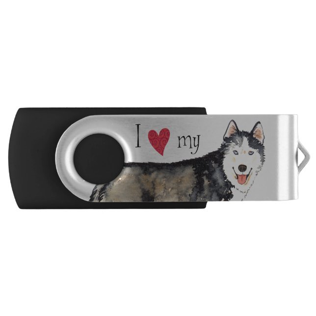 I Love my Husky Flash Drive (Front)