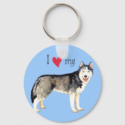 I Love my Husky Keychain