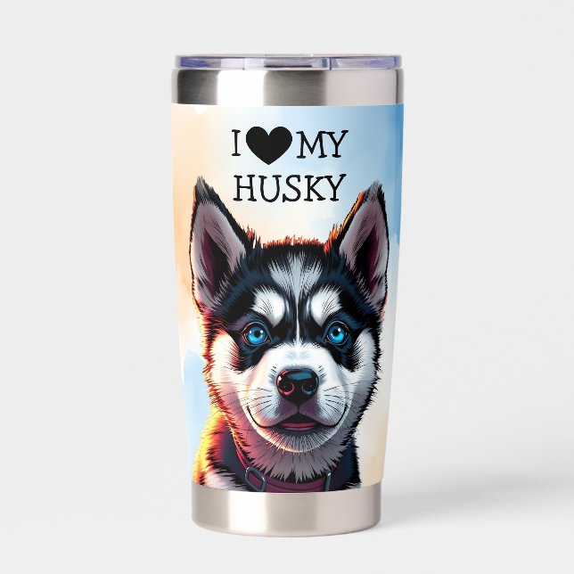 I Love My Husky Personalized Insulated Tumbler (Front)