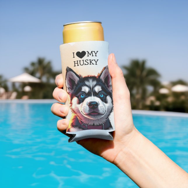 I Love My Husky Personalized Seltzer Can Cooler (In Situ Pool)