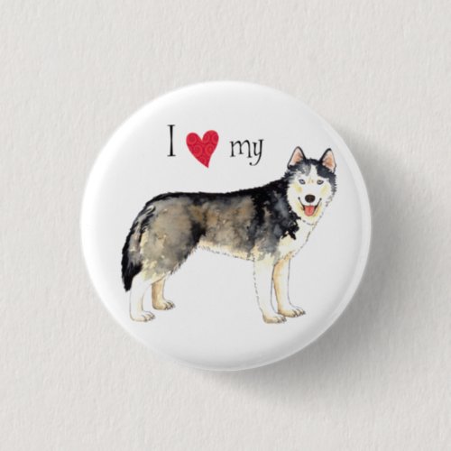 I Love my Husky Pinback Button