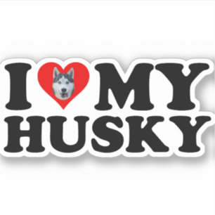 I Love My Husky Sticker