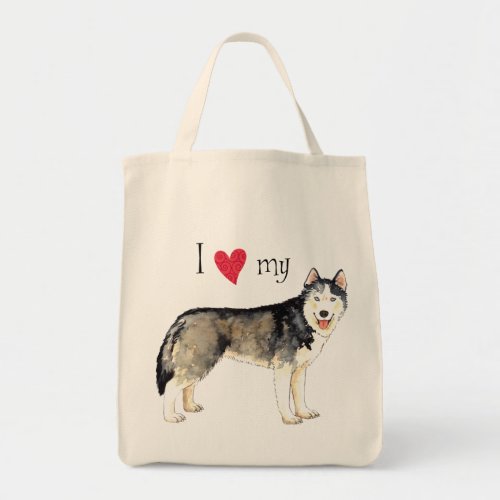 I Love my Husky Tote Bag