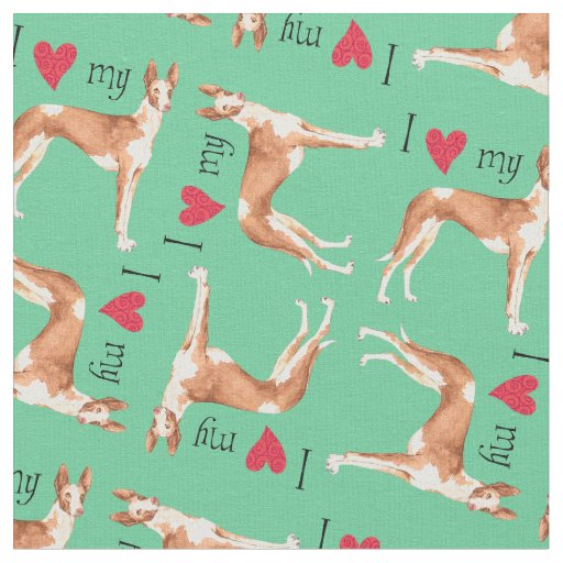 I Love my Ibizan Hound Fabric