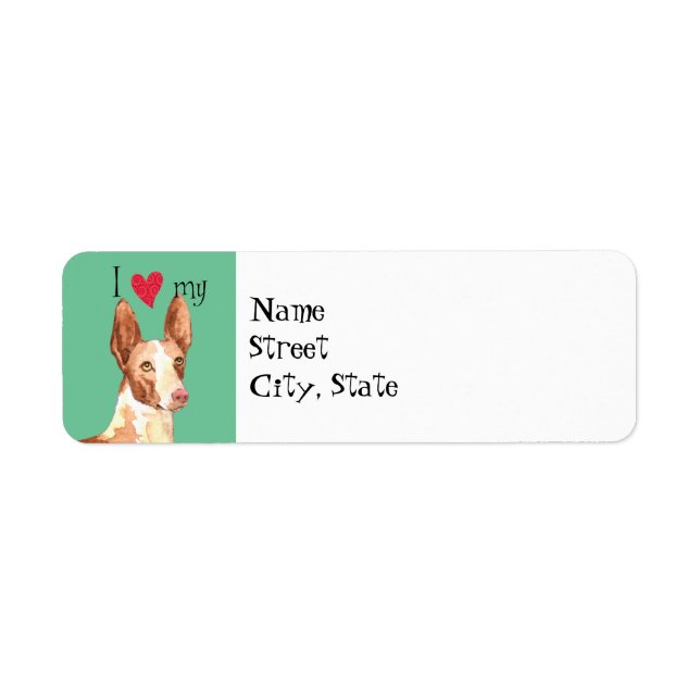 I Love my Ibizan Hound Label (Front)