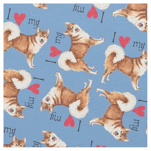 I Love my Icelandic Sheepdog Fabric