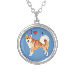I Love my Icelandic Sheepdog Silver Plated Necklace