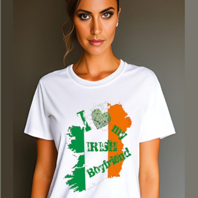 I Love my Irish Boyfriend Ireland Map  T-Shirt (Creator Uploaded)