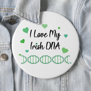 I Love My Irish DNA Shamrock Button