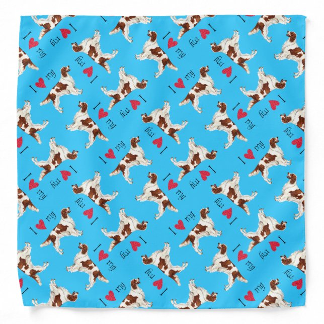 I Love my Irish Red & White Setter Bandana (Front)