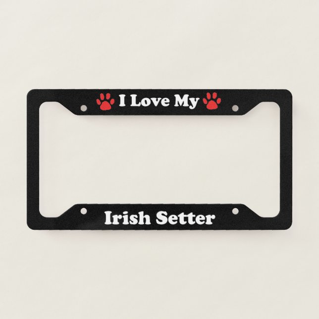 I Love My Irish Setter Dog License Plate Frame (Front)