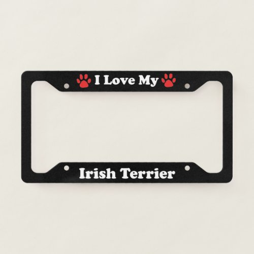 I Love My Irish Terrier Dog License Plate Frame