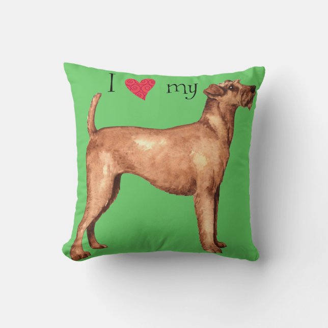 I Love my Irish Terrier Throw Pillow (Front)