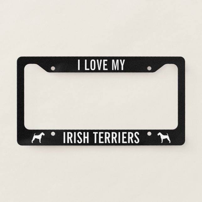 I Love My Irish Terriers | Dog Silhouettes Custom License Plate Frame (Front)