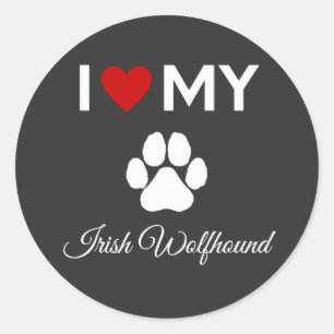 I love my Irish Wolfhound dog custom text Classic Round Sticker