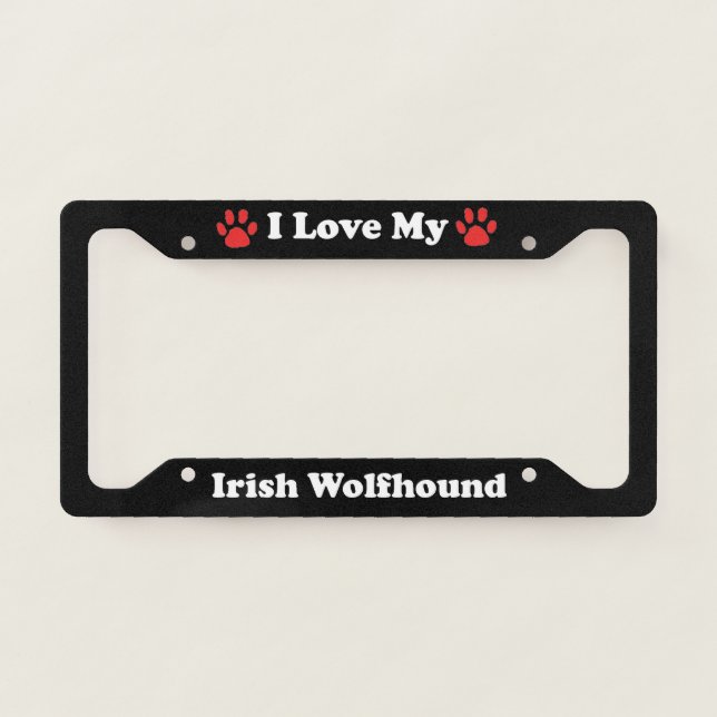 I Love My Irish Wolfhound Dog License Plate Frame (Front)