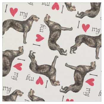 I Love My Irish Wolfhound Fabric by DogsInk at Zazzle