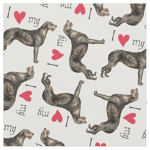 I Love my Irish Wolfhound Fabric