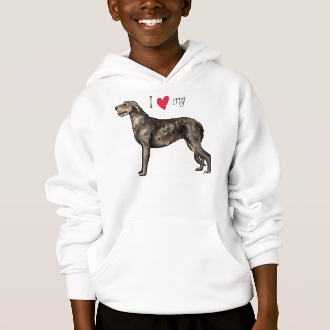 I Love my Irish Wolfhound Hoodie (Front)