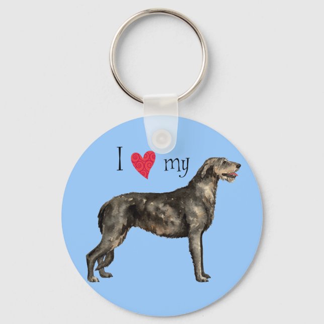 I Love my Irish Wolfhound Keychain (Front)