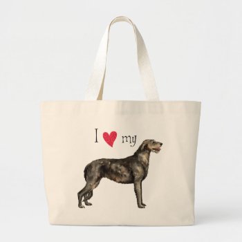 I Love My Irish Wolfhound Large Tote Bag by DogsInk at Zazzle