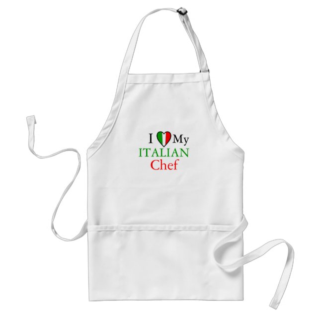 I Love My Italian Chef Adult Apron (Front)