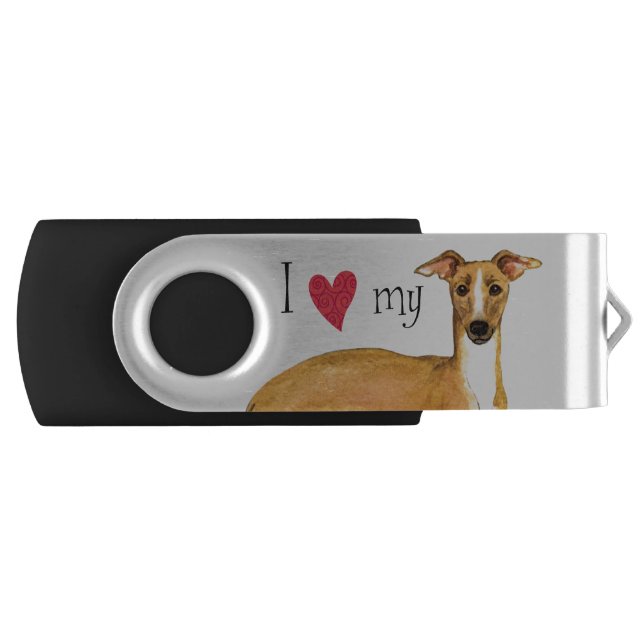 I Love my Italian Greyhound Flash Drive (Front)