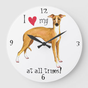 I Love my Italian Greyhound Large Clock