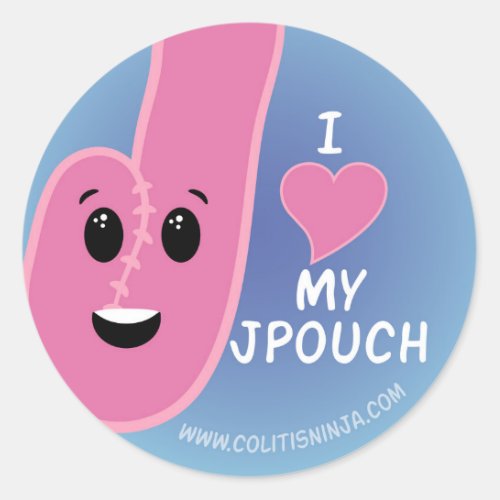 I Love My J_Pouch Stickers Classic Round Sticker